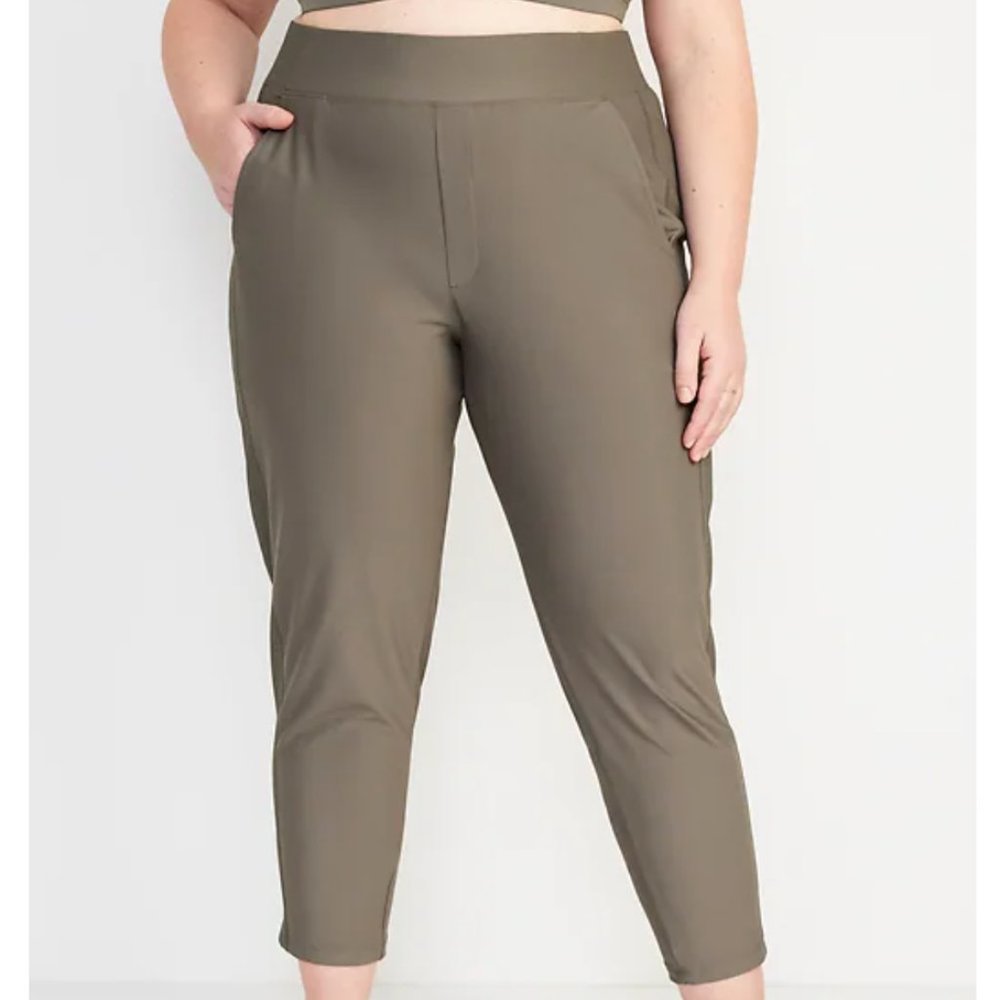 NWT Old Navy High Waisted PowerSoft Tapered Pants Temple Stone Size XL